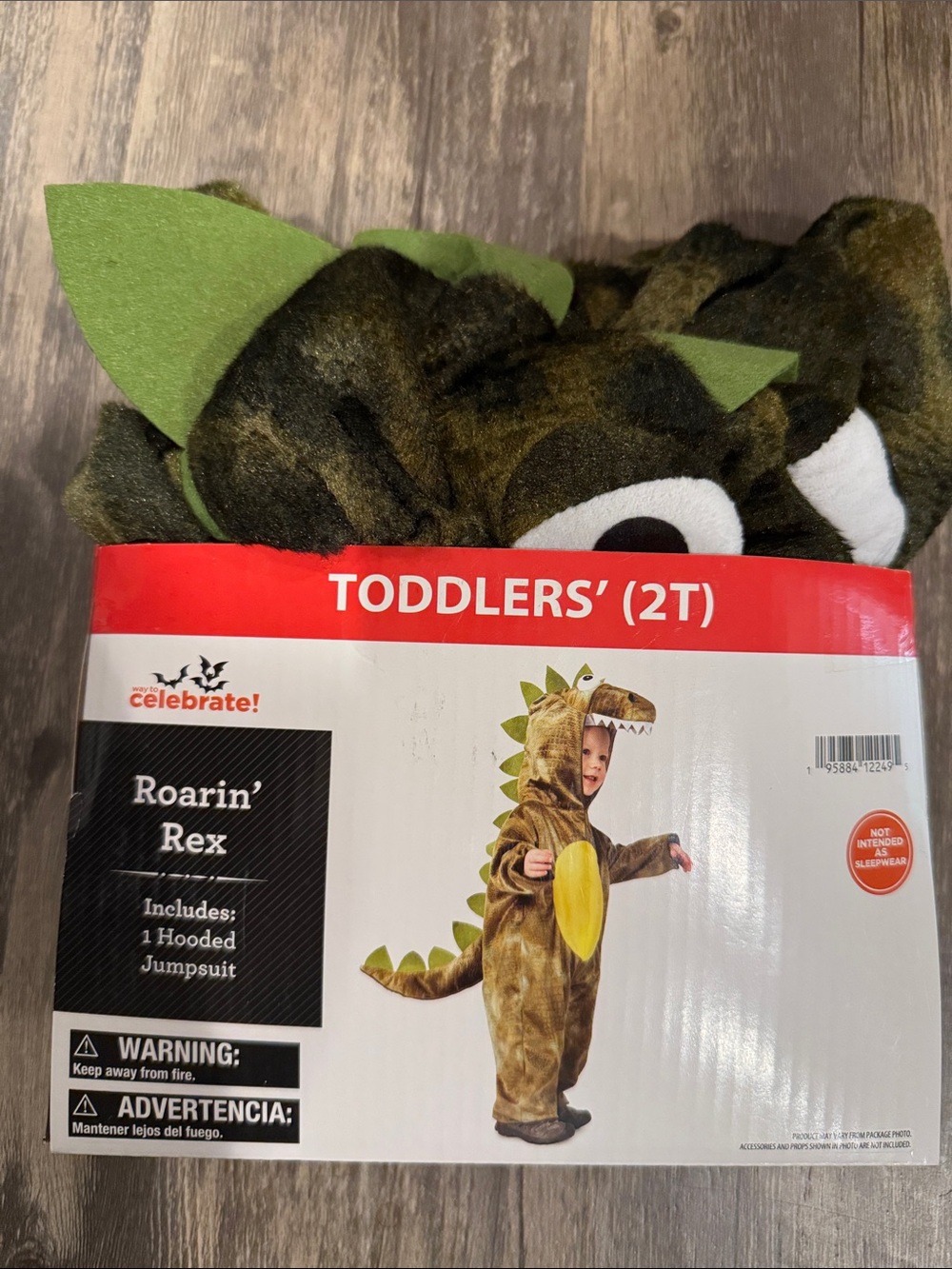 Dinosaur t-Rex costume Roarin' Rex Toddlers Green Dinosaur Hooded Jumpsuit (2T)